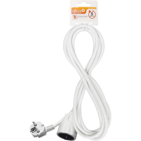 Garza Power - Prolongador de cable de 5 metros, toma Schuko, protección infantil