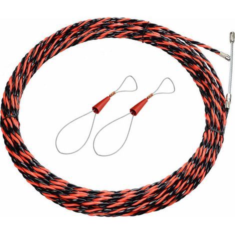Aiguille Electricien 20M Tire Fil Electrique 6mm Diamètre tire fils electrique, rétractable d’installation pour tire Cable et rallonge en acier spiralé flexible Aiguille Tire Fil, (1/4)