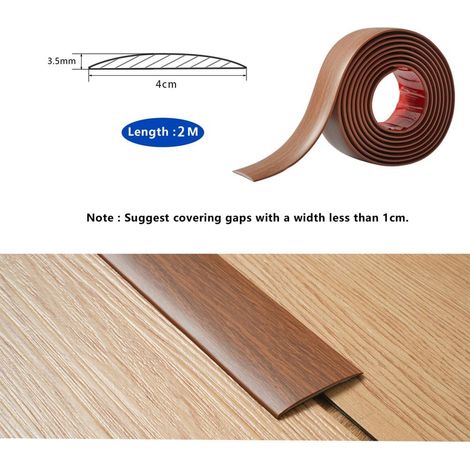 Barre de Seuil Auto-adhésive - 2M - PVC Imitation Teck - Transition Sol Étanche - Salon Cuisine Salle de Bain - 4cm Marron (1/5)