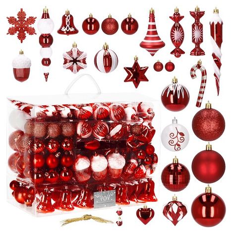 Weihnachtskugeln 153 Stück Weihnachtsschmuck rot (1/5)