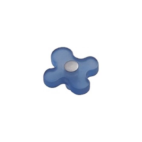 Ouvre&Déco – Bouton de meuble en acrylique translucide bleu de 42x38 mm, TREFLE