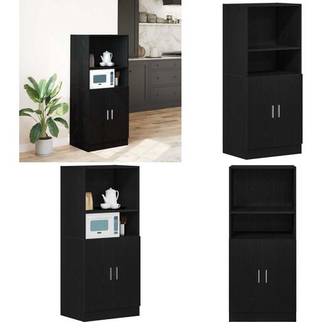 Mobile da Cucina Nero 57x41,5x131,5 cm in Truciolato - Armadio da cucina in truciolato - Armadio da cucina nero