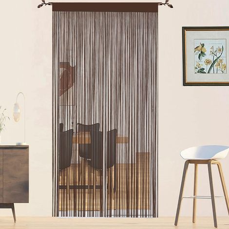 Rideau Fil Anti Mouches pour Porte Extérieur - Moustiquaire Fenêtre, Cloison De Séparation De Pièces (Café, 90 x 200 cm) (1/5)