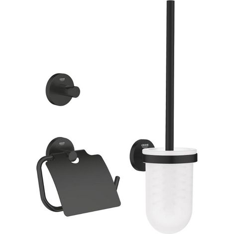 Grohe QuickFix Start - Set di accessori da toilette 3 in 1, nero opaco 412042430 (1/2)