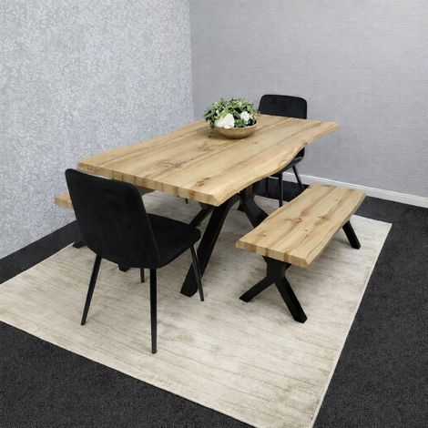 Kosy Koala Dining Table Set With 2 Black Velvet Chairs And Bench Dining Room Furniture