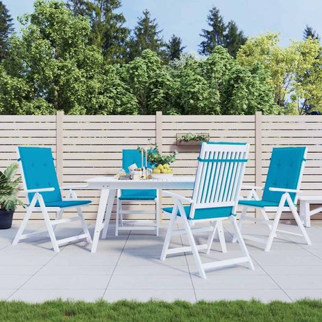 Coussins de chaise de jardin à dossier haut lot de 4 bleu tissu (1/5)