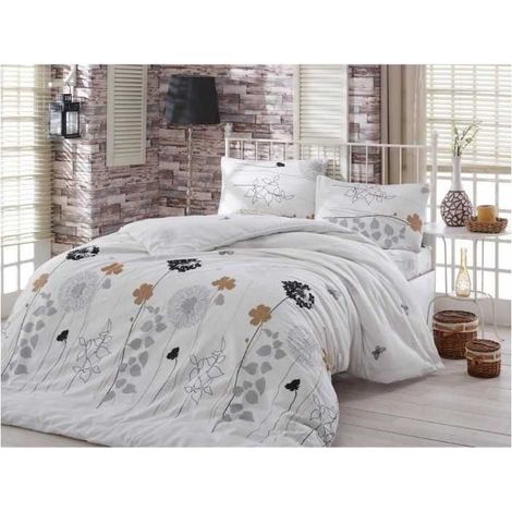 Bettwäsche - 1 Bettbezug 220 x 240 cm + 2 Kissenbezüge 60 x 60 cm - 65% Baumwolle, 35% Polyester - Weiß (1/3)