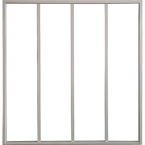 Vente-Unique – Verrière atelier en aluminium thermolaqué blanc 120 x 105 cm – Verre trempé 4 mm – Installation facile sur supports en métal, bois, ciment