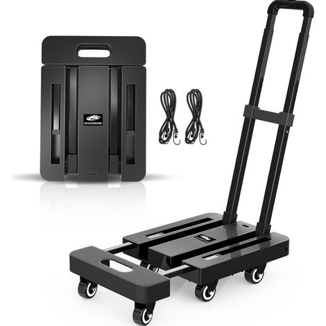 MINKUROW Carrello Manuale Pieghevole, 227KGS Carrello Multiuso per Camion con Piattaforma per Impieghi Pesanti con 6 Ruote e 2 Corde Elastiche per Bagagli, Viaggi, Auto, Shopping, Trasloco e Ufficio, (1/5)