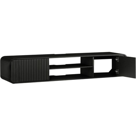 Mobile TV sospeso 160 cm in truciolare nero con vani aperti HOMVRA (1/5)