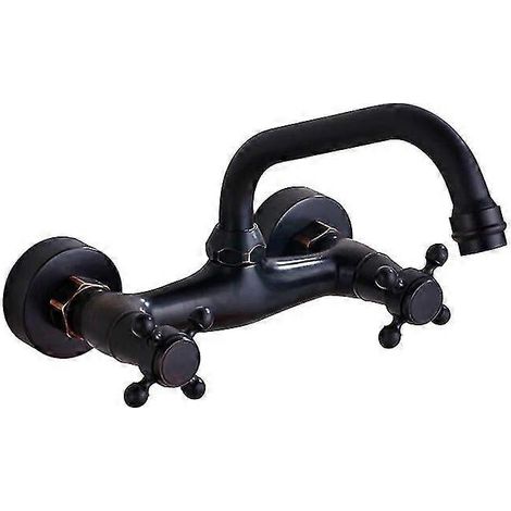 Robinet de cuisine en laiton antique, bec pivotant à 360°, mitigeur eau chaude/eau froide pour salle de bain et cuisine, robinet de piscine avec double poignée. (1/5)