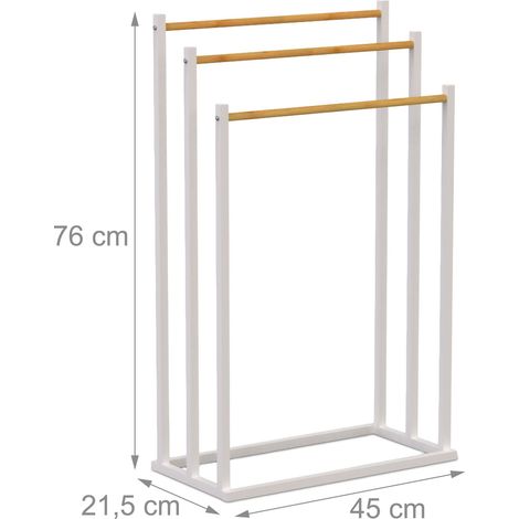 Porta asciugamani a 3 barre sospeso pratico per bagno 76 x 45 x 21,5 cm in bambù naturale 130017300