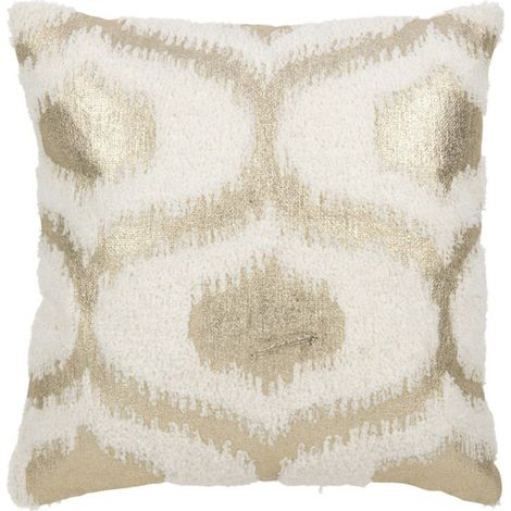 Coussin Déco "Feuille" 45x45cm Blanc & Or (1/3)