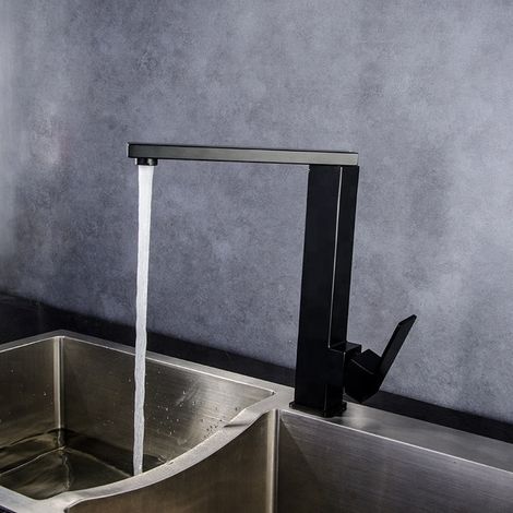 Robinet de cuisine à poser noir de chez Hudor () mitigeur de cuisine idéal pour une cuisine au style moderne, antique, classique, ou industriel Marque engagée ( ° ° ) = ('-') Luttons contre le gaspil