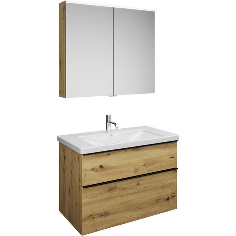 burgbad Eqio Set, compuesto por armario con espejo, lavabo de