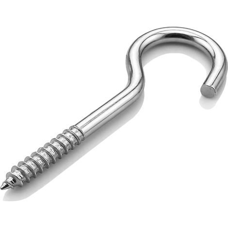 CCYKXA 50pcs Screw Hooks 4 x 55mm Carbon Steel Screw Hooks for Kitchen Garden DIY Project (Silver) (1/5)