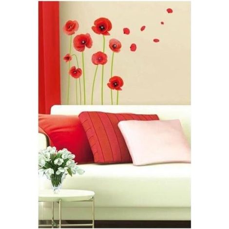 Sticker mural décoration coquelicots: Agrémentez de façon bucolique votre déco d'intérieur grâce à ce sticker coquelicots. Vous p... (1/2)