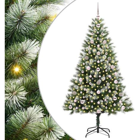 vidaXL Artificial Hinged Christmas Tree with Flocked Snow 180 cm (1/5)