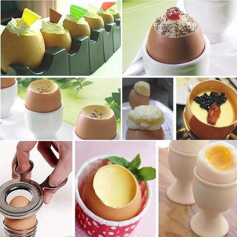 Cortador de cáscaras de huevo de 2 piezas，Acero inoxidable，Cortador de cáscaras de huevo，Cortadores de huevos，Adorno para huevos duros，Plateado (1/4)