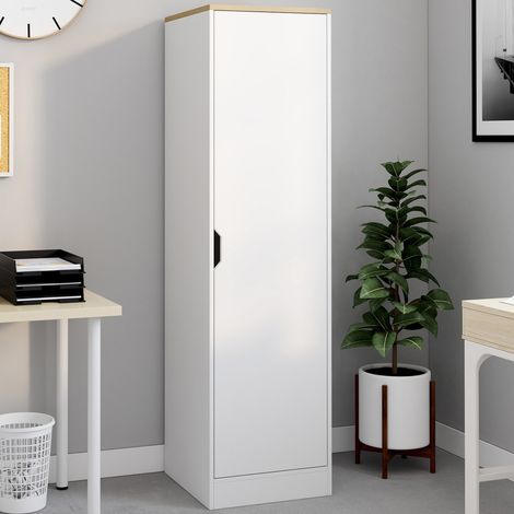 NOUK Mueble de 1 puerta con estantes blancos y de madera
