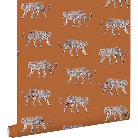 papier peint léopards orange chaude  - ESTAhome