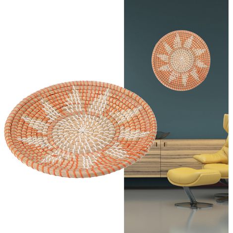 Bol bleu tressé à la main de 35 cm de diamètre, style bohème, décoration murale pour chambre à coucher, intérieur/extérieur, style 1 (1/5)