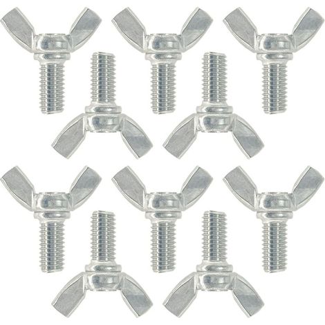 Confezione da 10 dadi a farfalla in acciaio inox M8, serrati a mano (16 mm)