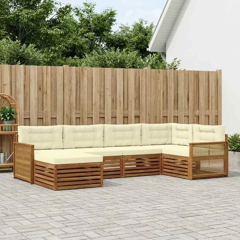 vidaXL Outdoor-Sofagarnitur mit Kissen 6 pcs Natur und Creme (1/5)