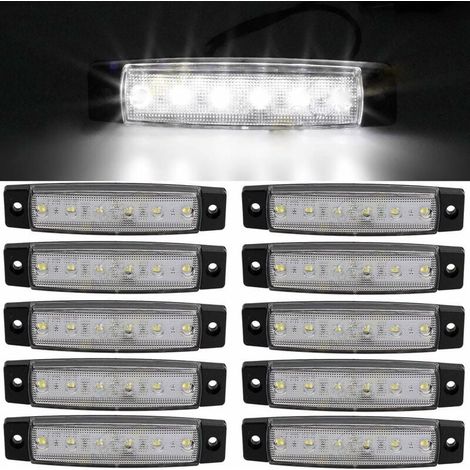 10 pcs 9.7 cm 6 LED Side 12V LED MARKER Trailer Marker Lights for Truck, Amber Marker Light, Rear Side Marker Light, Truck Cab Marker Lights, RV Convoy (1/5)