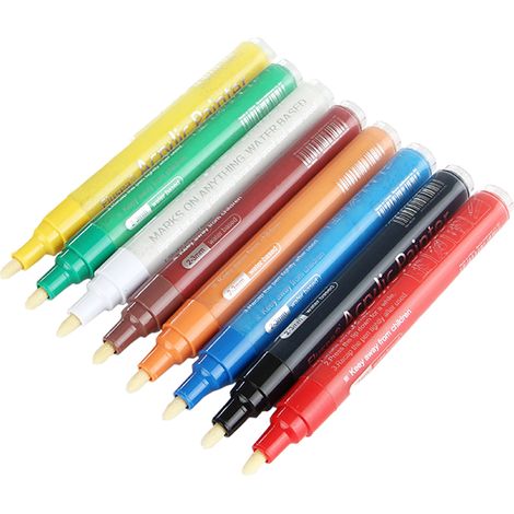 Juego de 8 rotuladores para vidrio, tinta lavable no tóxica, de secado rápido, para vino y cerámica, fiestas y bodas. (1/5)