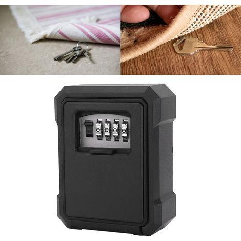 Caja fuerte para llaves con cerradura de combinación de 4 dígitos, de montaje en pared, de metal/plástico, negra, para el hogar, la oficina o el hotel. (1/5)