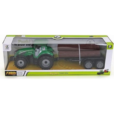 Traktor mit Anhänger und Baum