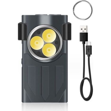1100 Lumens Mini Lampe de Poche EDC Rechargeable, Base Magnétique et Clip, Petite Lampe Torche LED Ultra Puissante pour L'extérieur, Les Urgences, C