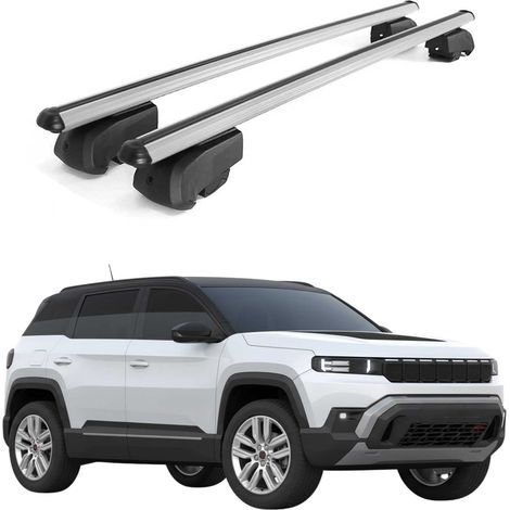 OMAC Barres de toit en aluminium pour Jeep Compass III J4U ab 2026 – City Crash – ISO/PAS 11154:2006 – Antivol inclus – Charge max 75 kg – 2 barres Argent (1/4)