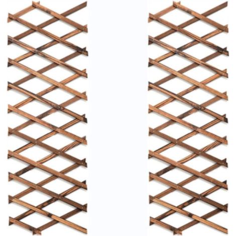Ensemble de 2 treillis extensibles en bois pour plantes grimpantes - Décoration murale pour terrasse et jardin KLB (1/4)