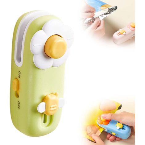 Scelleuse de sacs miniature avec motif fleurs et abeilles, 2 en 1, rechargeable par USB, avec fonction de découpe, machine sous vide portable pour snacks, sacs plastiques et conservation des aliments (1/5)