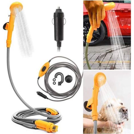 Douche de camping portable 12V avec pompe immergée Douche de voyage randonnée voiture (1/4)