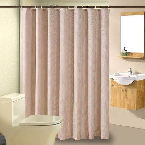 Tenda da doccia, 200 x 180 cm, marrone, impermeabile, in poliestere, lavabile, ad asciugatura rapida. (1/5)