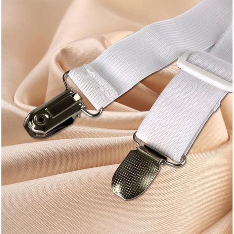 Housse de Civière de Draps Réglable (65cm à 100cm), Sangles de Fixation Sangles de Fixation Réglables pour Draps, Canapés, Housses de Repassage Sangles élastiques (Blanc, Lot de 4) (1/3)