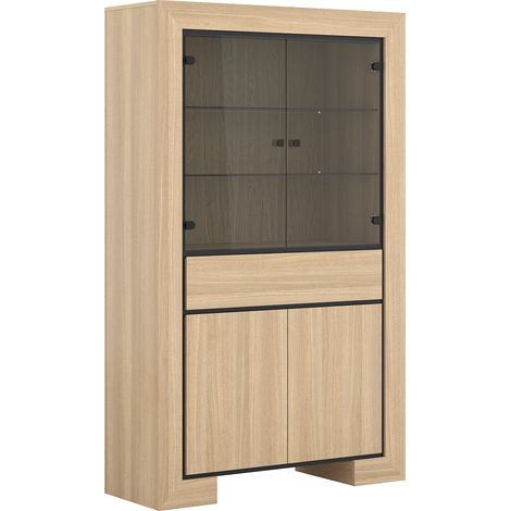 Geschirrschrank Lucius mit 1 Schublade und 4 Türen, Holzoptik und Schwarz, 185cm (1/5)