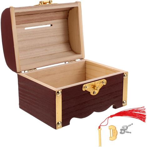 Retro-Aufbewahrungsbox aus braunem Holz mit sicherem Schloss, Vintage-Piraten-Schmuckkästchen, handgefertigtes Design für Zuhause und Geburtstage (1/5)