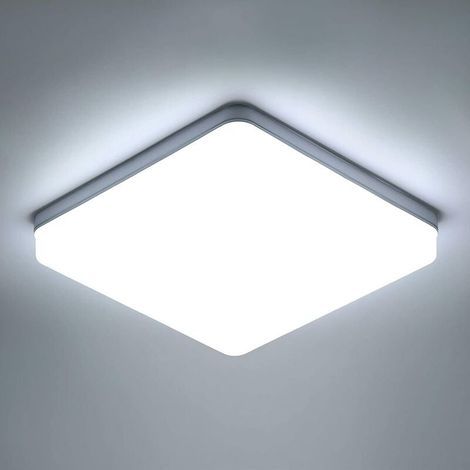 Plafonnier LED Carré 30W, Lampe de Plafond LED 4000LM, IP56 6500K Plafonnier LED, Luminaire Plafonnier Applicable à Salle De Bain, Salon, Cuisine, Chambre, Couloir, Balcon, Garage, 25 CM (1/5)