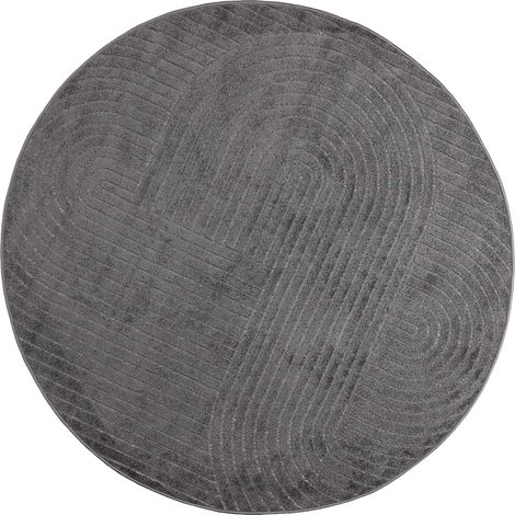 Tapis de surface Rond PALMERAS Anthracite Ø 120 CM Polyester