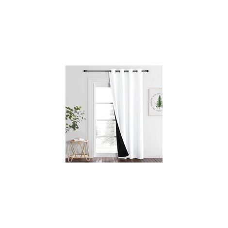 Rideau occultant blanc 132x240 cm Œillets métalliques Isolation thermique pour chambre ou salon (1/5)