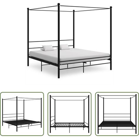 Metallbett - Himmelbett Schwarz Metall 180x200 cm (1/5)