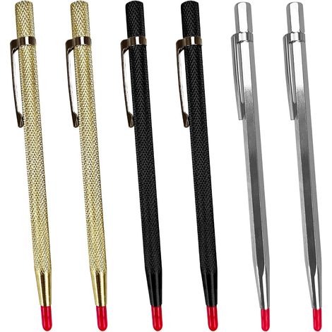 6 Pcs Pointe A Tracer, Pointe à Tracer En Carbure, Stylo De Scriber, Stylos à Tracer En Carbure De TungstèNe, Stylo à Graver Pointe A Tracer Pour Plaque En CéRamique/MéTal/Verre
