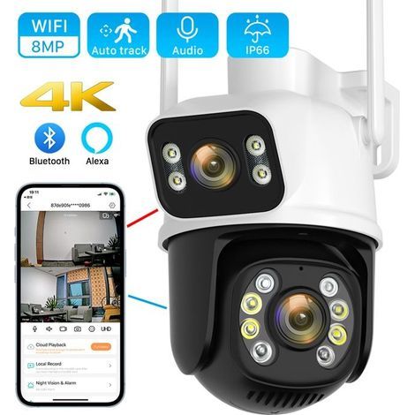 Camera de Surveillance Wifi Exterieur- 8MP Double ecran couleur IR Vision nocturne Auto Tracking cloud IcSEE+ carte SD 32G (1/5)