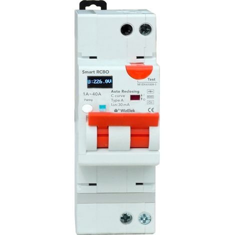 Disjoncteur différentiel Wi-Fi 30mA Type A et AC – Réarmement automatique – 1-40A, 9kW max, contrôle à distance via app Tuya (1/4)