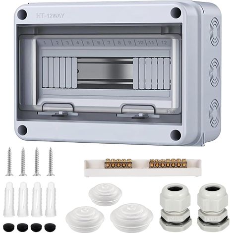 Coffret Electrique Etanche, Boîtier De Distribution En Saillie 12 Modules Ip65 Étanche, Boîte De Distribution Apparente, Boîtier Électrique Pour Intérieur Extérieur (1/5)