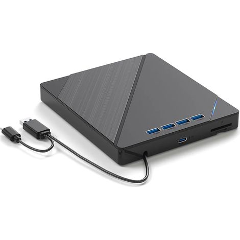 Lecteur optique externe 7 en 1 USB 3.0 Type-C, lecteur CD-RW portable ultra-mince USB 3.0, graveur DVD-ROM et lecteur. (1/5)